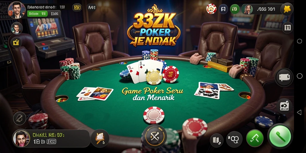 Tampilan gameplay poker yang seru dan interaktif di 33ZK.