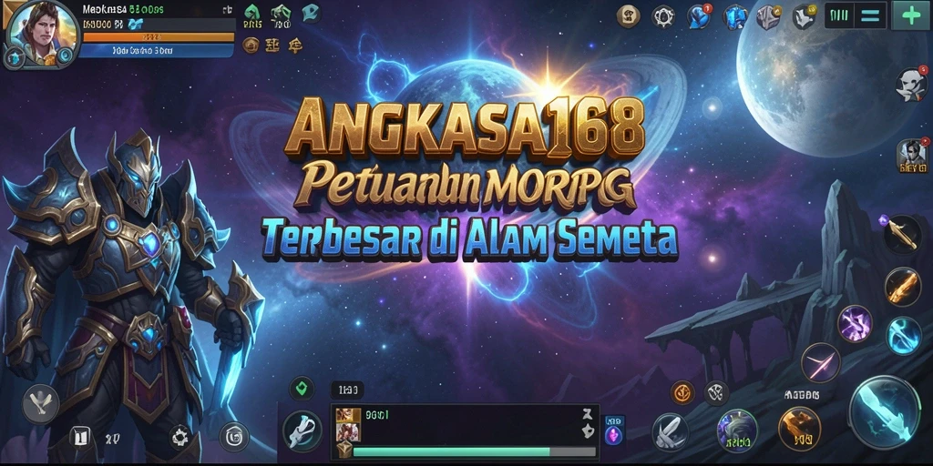 Tangkapan layar gameplay ANGKASA168 menampilkan pertempuran epik di dunia MMORPG.