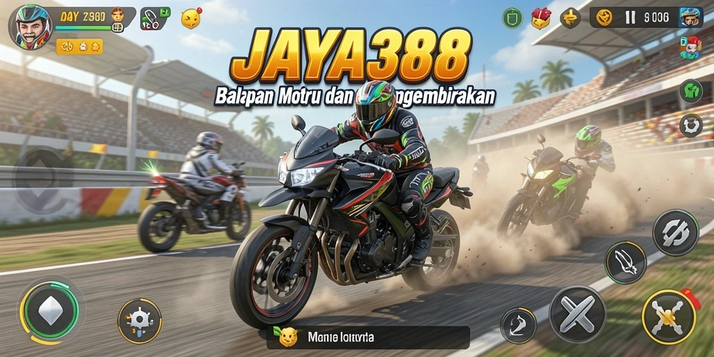 Tampilan gameplay mendebarkan dari balapan motor JAYA388.