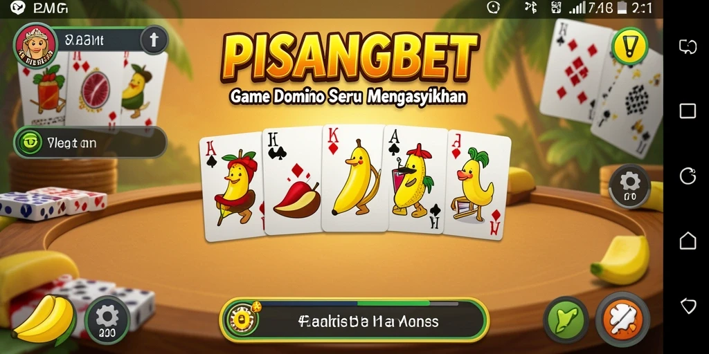 Screenshot gameplay PISANGBET menunjukkan kartu domino yang penuh warna.
