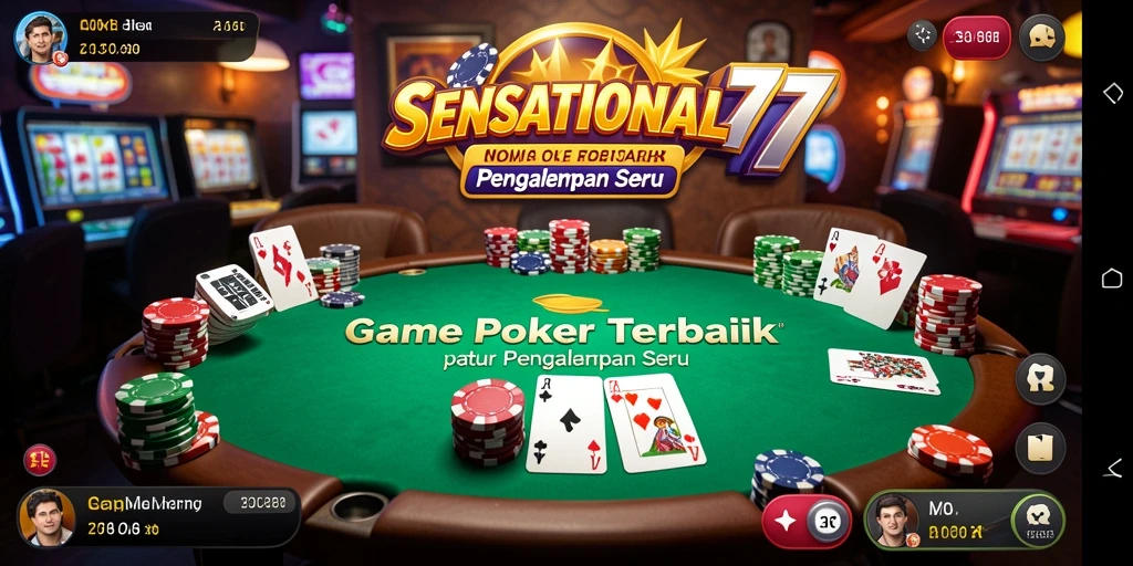 Tampilan gameplay Poker yang mendebarkan di SENSATIONAL77.