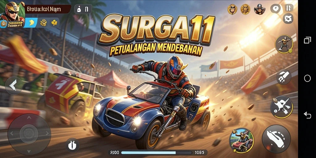 Tampilan gameplay SURGA11 yang menarik dengan aksi balap yang mendebarkan.