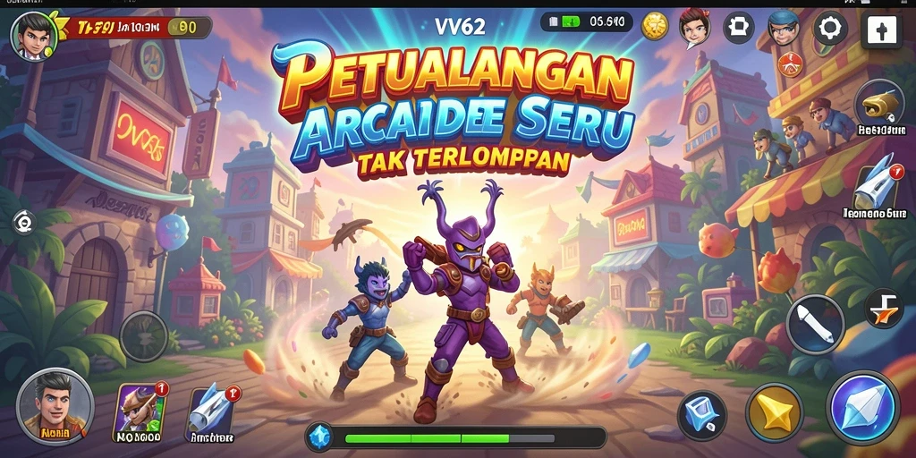 Tampilan screenshot gameplay menarik dalam VV62 dengan berbagai level yang penuh warna.